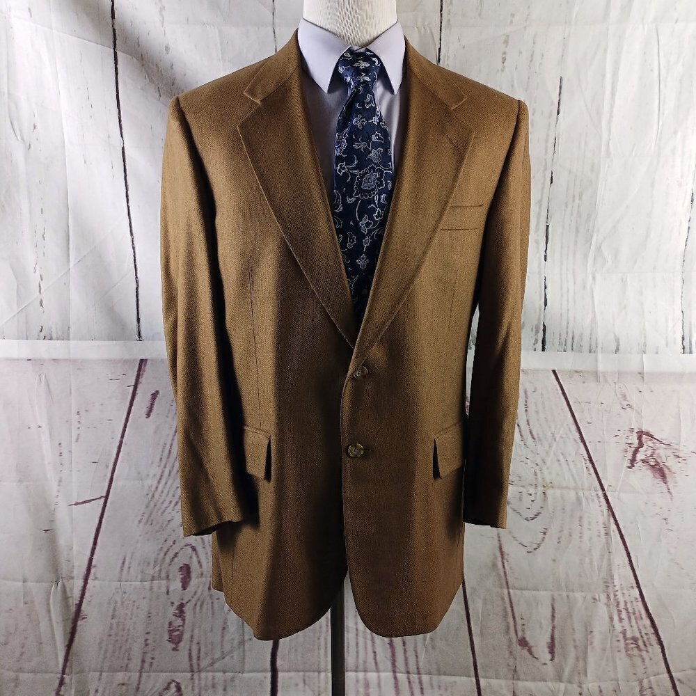 Jos A Bank Red Label Corporate Collection 42R Silk Blend Brown Herringbone Blazr
